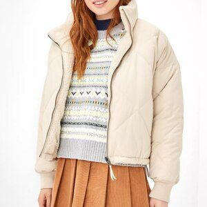 American Eagle Reversible Chill Sherpa Puffer - Cream